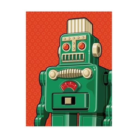 Ron Magnes 'Vintage Green Robot' Canvas Art,14x19